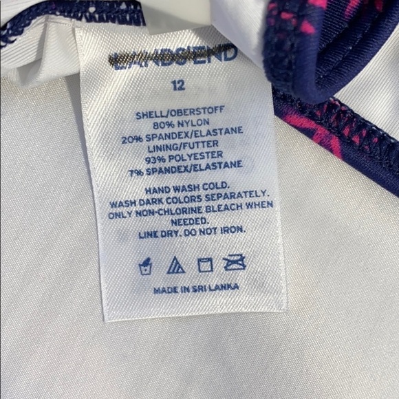 NWT Lands’end Kids Navy blue/Hot pink Swimsuit Top - Picture 3 of 7